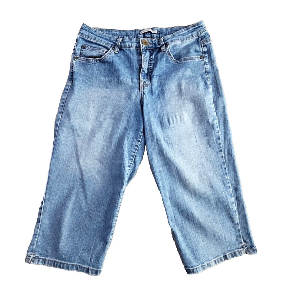 BandolinoBlu Jeans Women's Size 8 Denim Medium‎ Wash Capri Embellished Pockets
